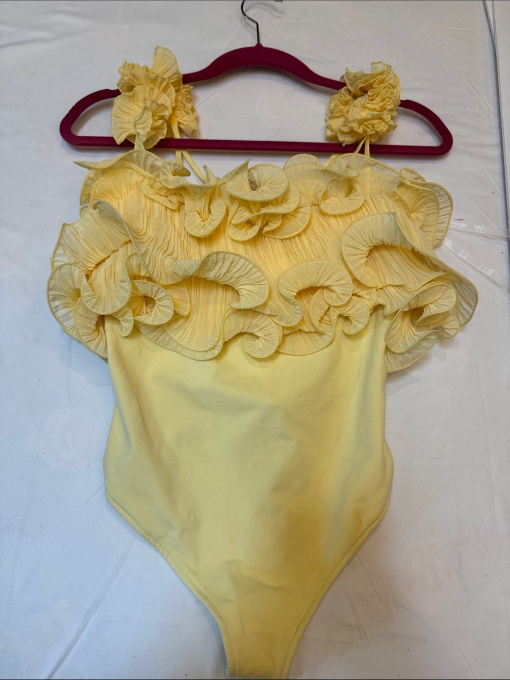 Womans Yellow Ruffle bodysuit-Intimately brand free people